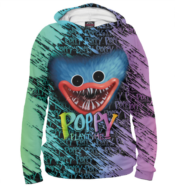 Мужское худи с изображением Poppy Playtime Хагги Вагги цвета Белый