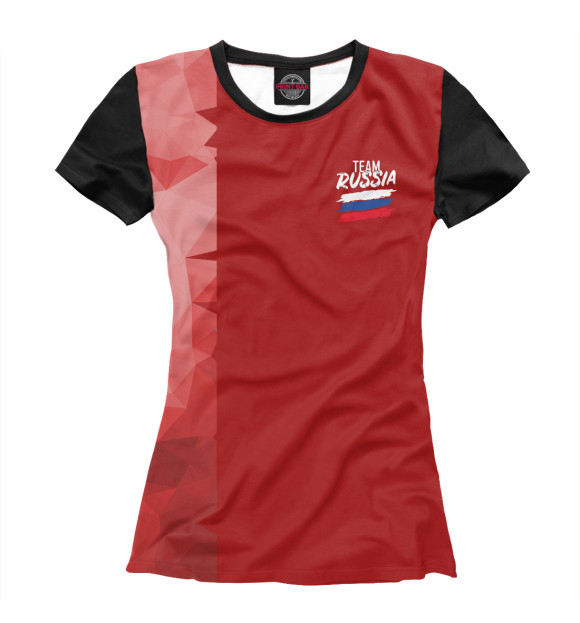 Женская футболка с изображением Русская команда цвета Белый