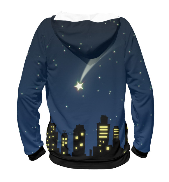 Женское худи с изображением City night цвета Белый