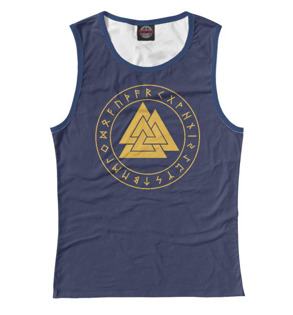 Женская майка с изображением Валькнут цвета Белый