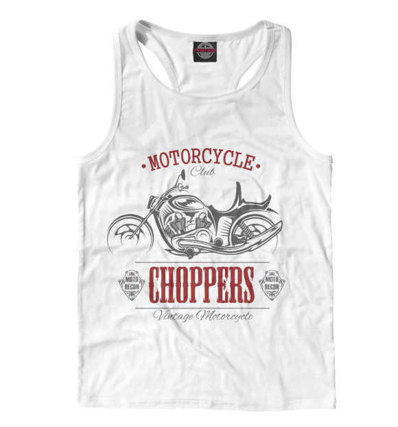 Мужская майка-борцовка с изображением Мотоцикл цвета Белый