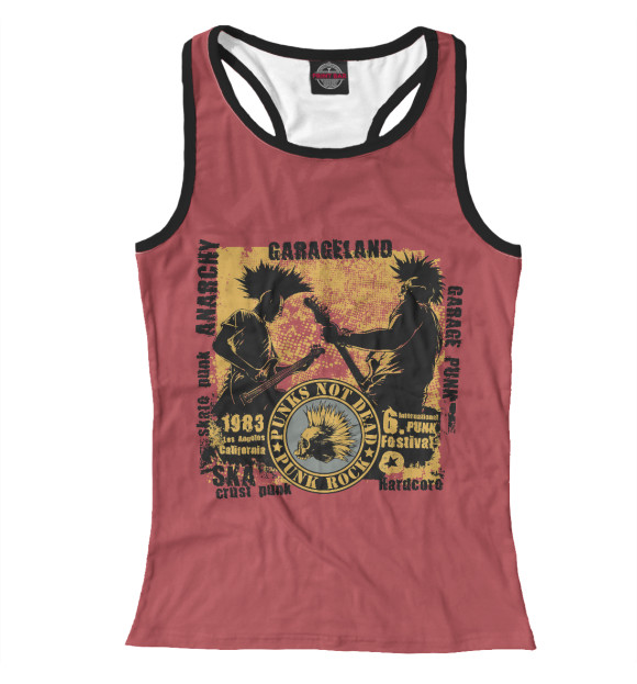 Женская майка-борцовка с изображением ПАНК-РОК цвета Белый