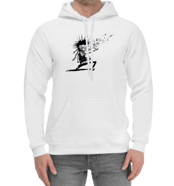 Мужской хлопковый худи с притом Punk цвета Белый Мужской хлопковый худи с изображением Punk цвета Белый