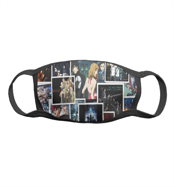 Маска тканевая с изображением Аниме Коллаж цвета Белый