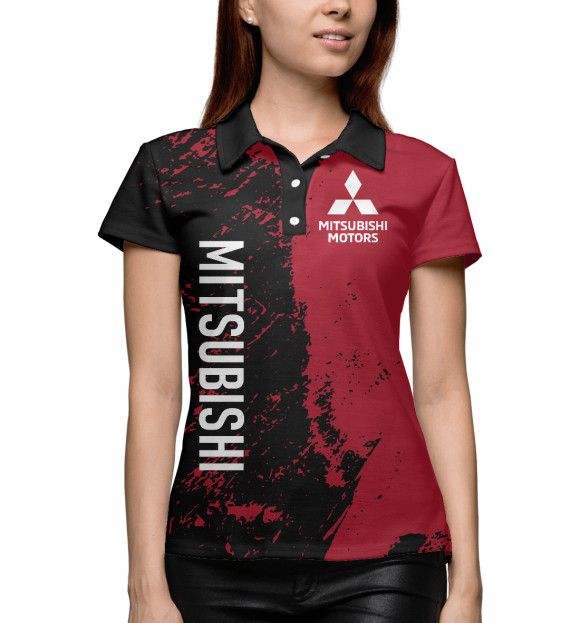 Женское поло с изображением Mitsubishi цвета Белый