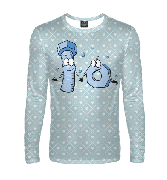 Мужской лонгслив с изображением Болт и гайка цвета Белый