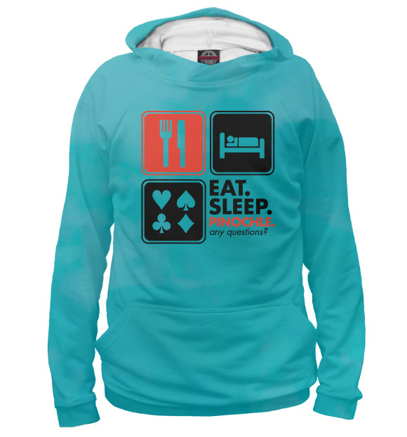Мужское худи с изображением Eat Sleep Pinochle цвета Белый