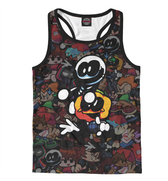 Мужская майка-борцовка с изображением FNF Скид и Памп цвета Белый