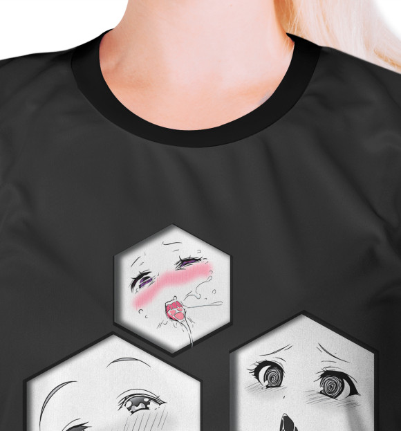 Женская футболка с изображением Ahegao Faces цвета Белый