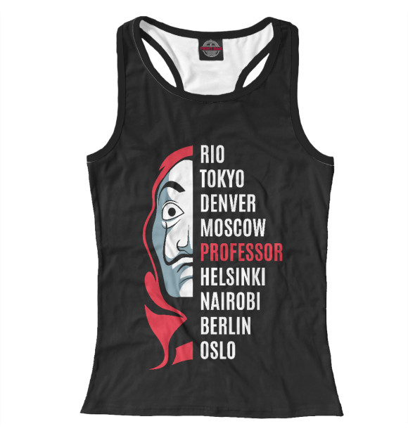 Женская майка-борцовка с изображением Бумажный дом цвета Белый