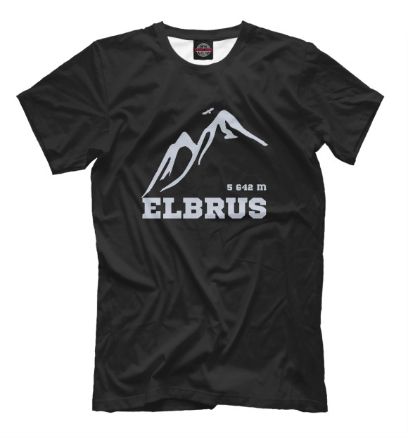 Мужская футболка с изображением Эльбрус вершина цвета Белый