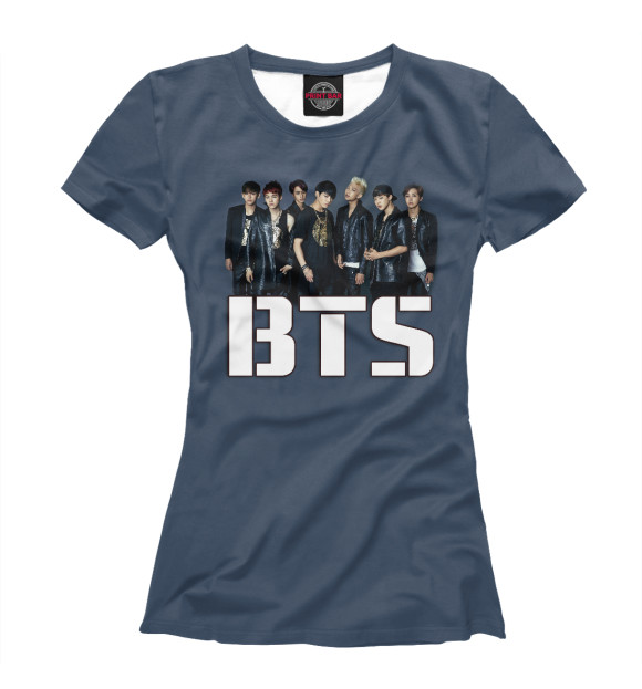 Футболка для девочек с изображением BTS цвета Белый