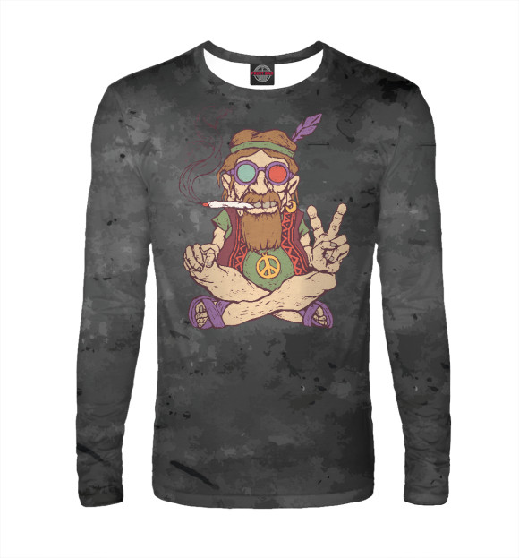 Мужской лонгслив с изображением Хипстер с сигарой цвета Белый