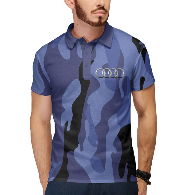 Мужское поло с притом Audi цвета Белый Мужское поло с изображением Audi цвета Белый