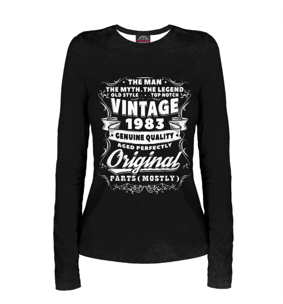 Женский лонгслив с изображением Vintage 1983 цвета Белый