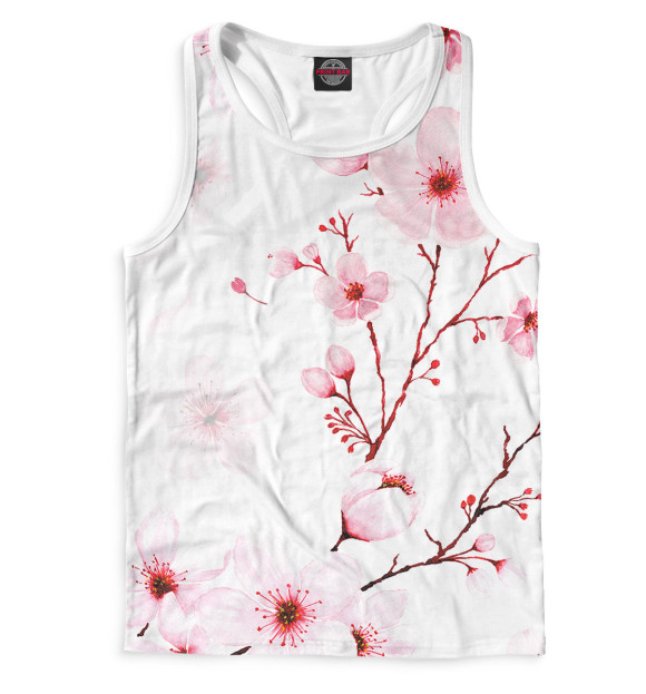 Мужская майка-борцовка с изображением Цветы цвета Белый