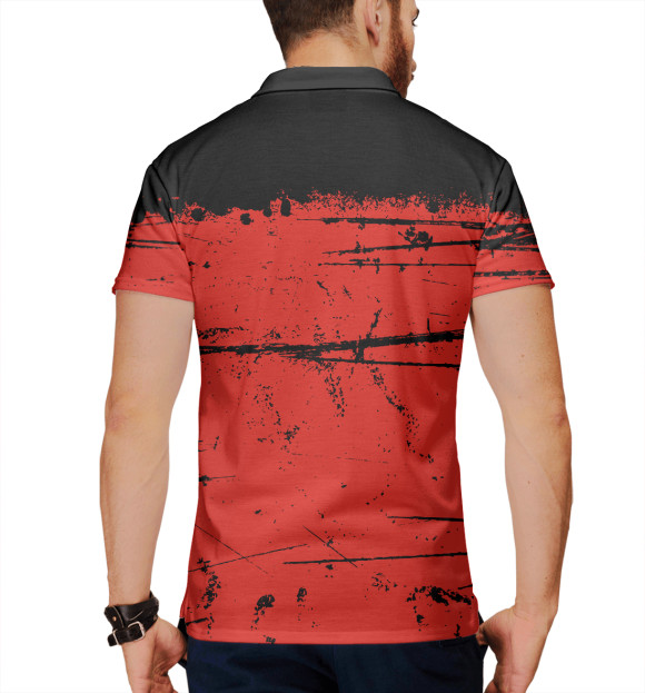 Мужское поло с изображением Черно-красный гранж цвета Белый