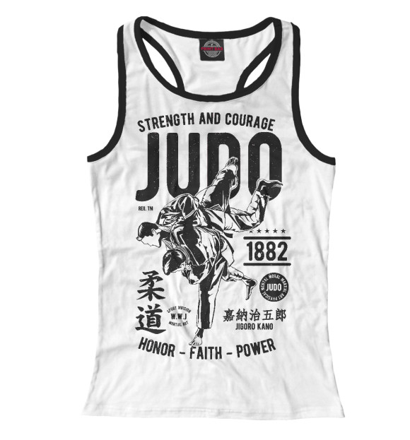 Женская майка-борцовка с изображением Дзюдо цвета Белый