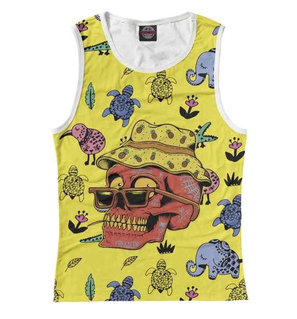 Майка для девочки с изображением Summer skull цвета Белый