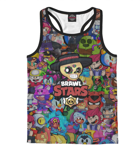 Мужская майка-борцовка с изображением Brawl Stars:Poko цвета Белый