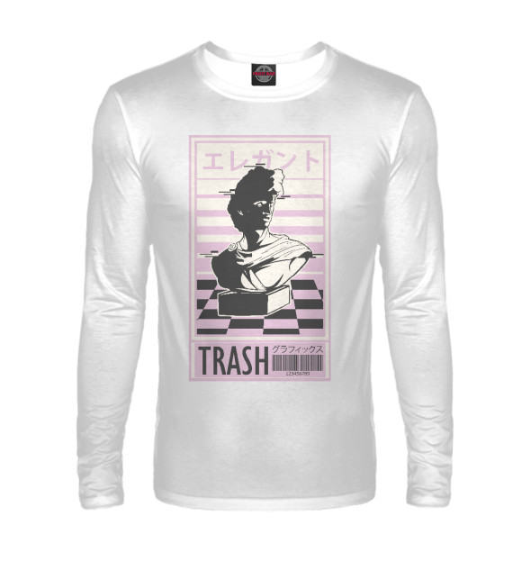 Мужской лонгслив с изображением Vaporwave trash цвета Белый
