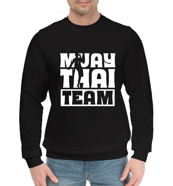 Мужской хлопковый свитшот с изображением MUAY THAI TEAM цвета Черный