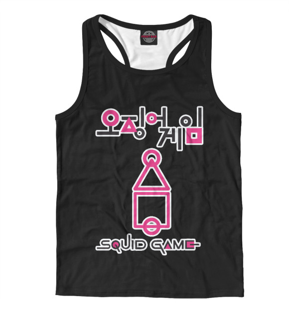 Мужская майка-борцовка с изображением Squid Game цвета Белый