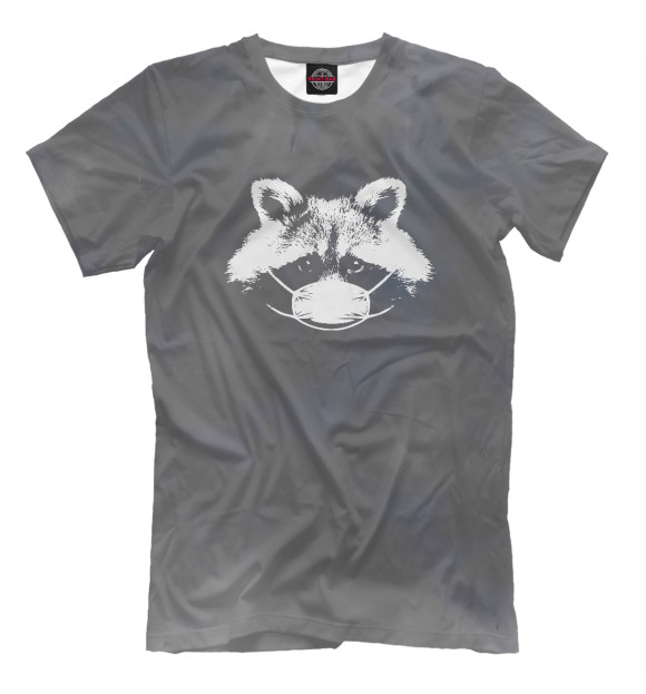 Мужская футболка с изображением Masky Raccoon цвета Белый