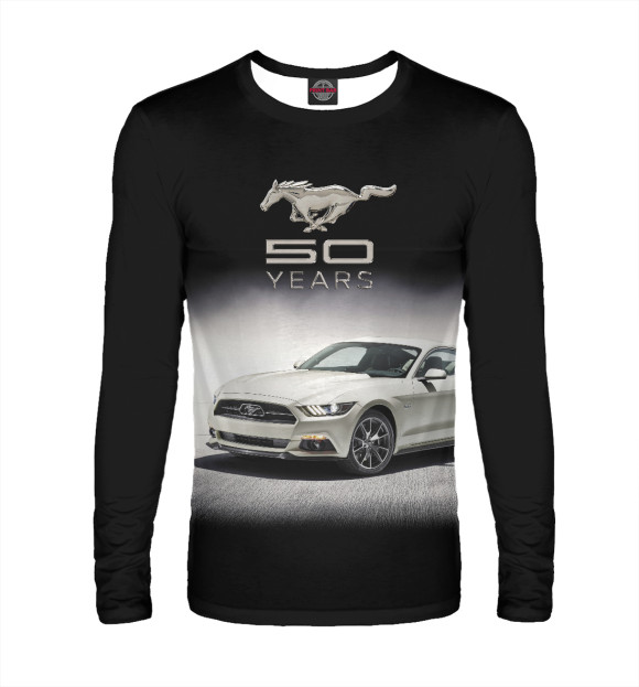 Мужской лонгслив с изображением Mustang 50 years цвета Белый