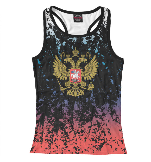 Женская майка-борцовка с изображением RUSSIA цвета Белый