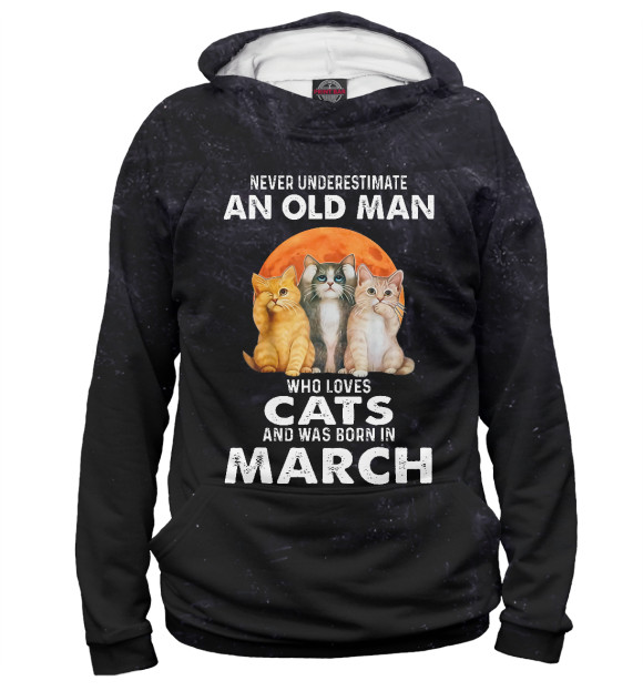 Женское худи с изображением Never Underestimate Old Man цвета Белый