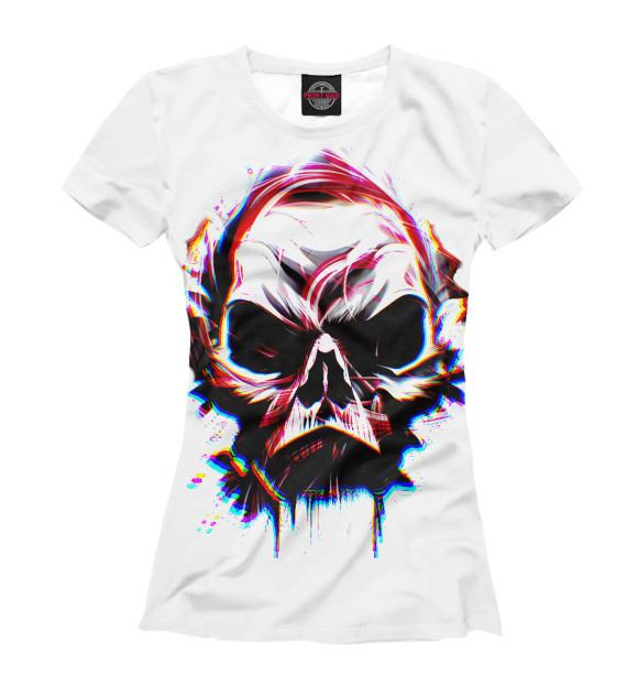 Футболка для девочек с изображением Skull art цвета Белый