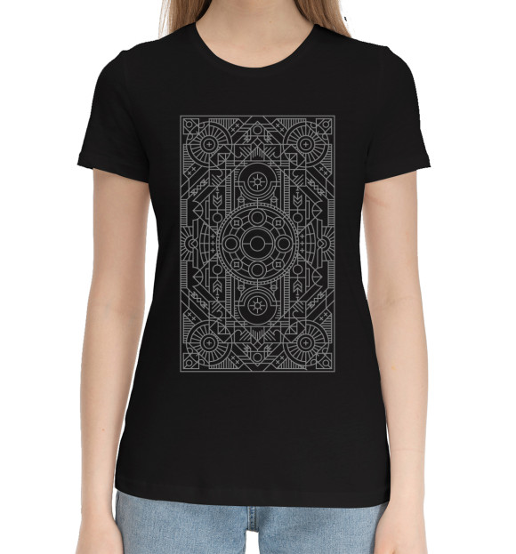 Женская хлопковая футболка с изображением Geometry цвета Черный