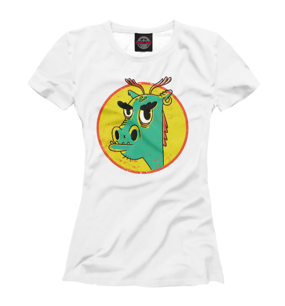 Женская футболка с изображением Cool dragon цвета Белый