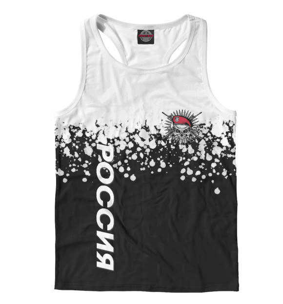 Мужская майка-борцовка с притом Спецназ (skull) цвета Белый Мужская майка-борцовка с изображением Спецназ (skull) цвета Белый