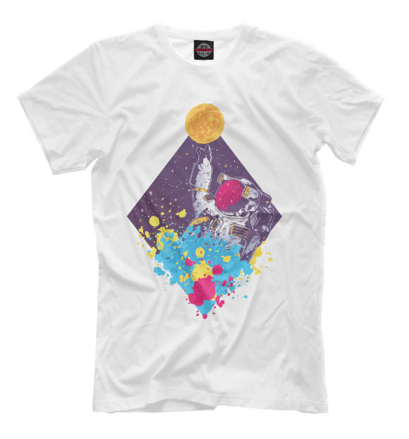 Мужская футболка с изображением Абстрактный астронавт цвета Белый