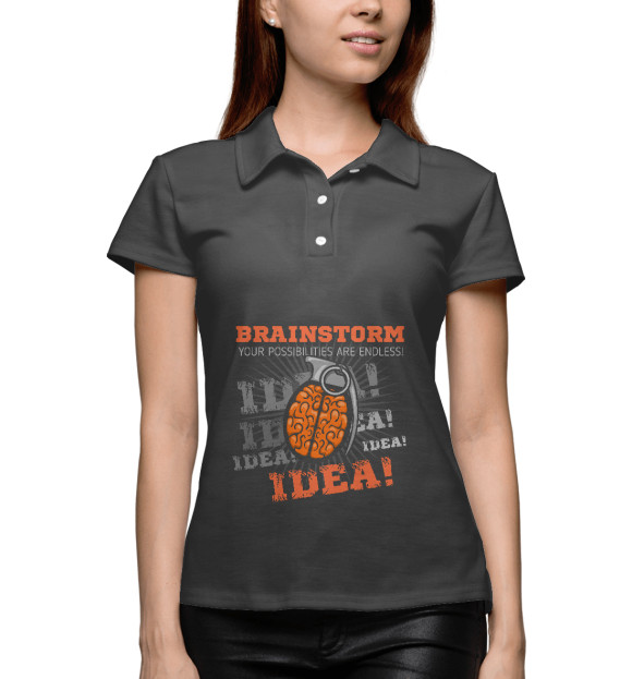 Женское поло с изображением Мозговой Штурм цвета Белый