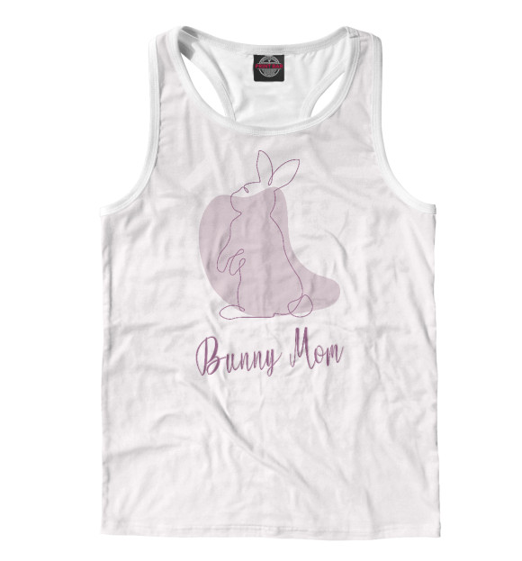 Мужская майка-борцовка с изображением Кролик мама цвета Белый