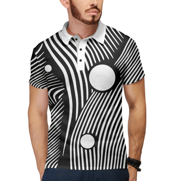 Мужское поло с изображением Geometry pattern (ч/б) цвета Белый