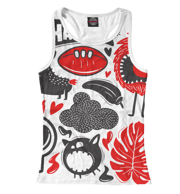 Женская майка-борцовка с изображением Ужастики цвета Белый