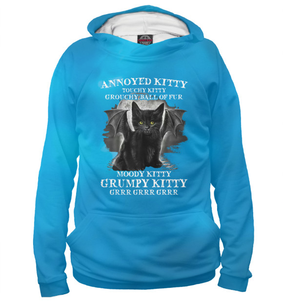 Женское худи с изображением Annoyed Kitty Touchy Kitty цвета Белый