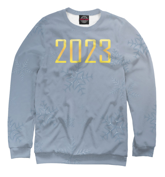 Мужской свитшот с изображением Новый 2023 год со снежинками цвета Белый