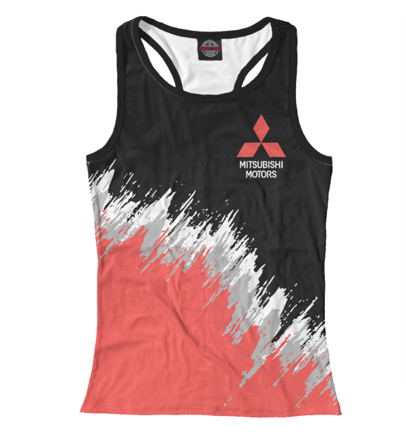 Женская майка-борцовка с изображением Mitsubishi цвета Белый