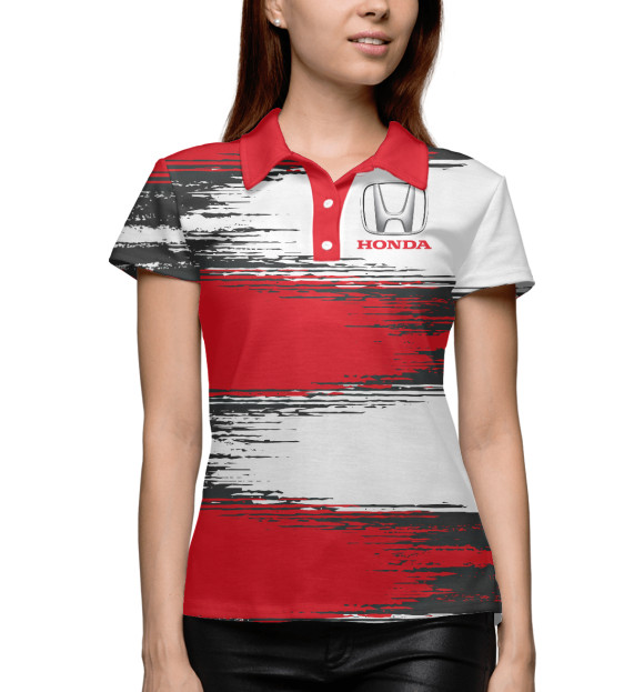 Женское поло с изображением Honda цвета Белый