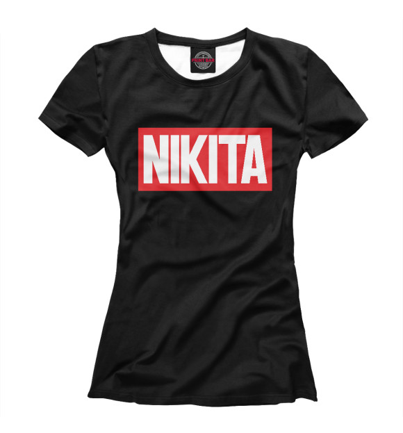 Женская футболка с изображением Никита цвета Белый