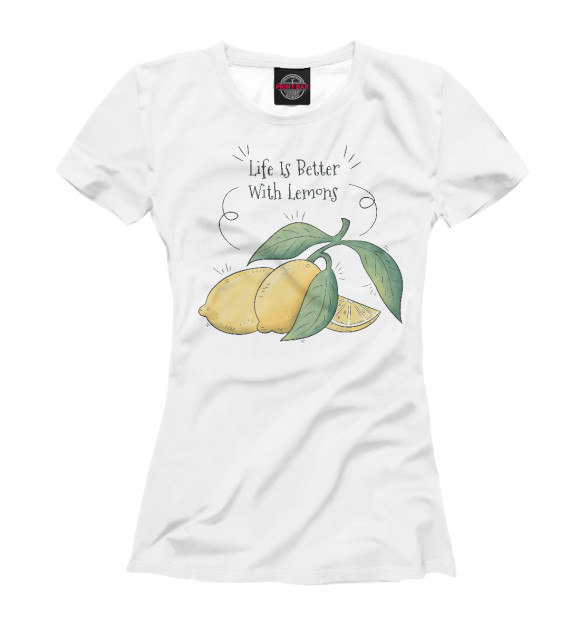 Женская футболка с изображением Лимон - life is better with lemons цвета Белый