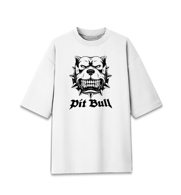 Женская футболка оверсайз с изображением Злой Питбуль (Pit Bull) цвета Белый