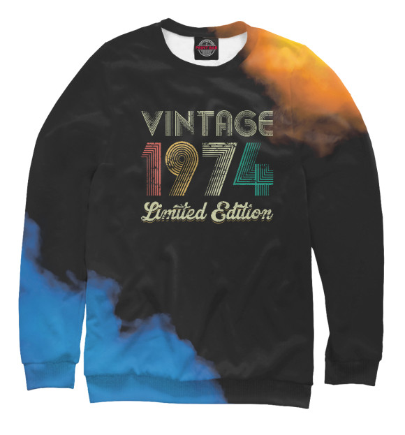 Свитшот для девочек с изображением Vintage 1974 цвета Белый