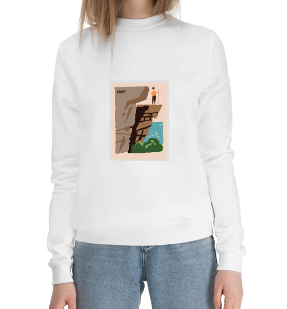 Женский хлопковый свитшот с изображением Обрыв цвета Белый