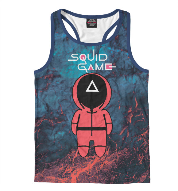 Мужская майка-борцовка с изображением Игра в кальмара цвета Белый